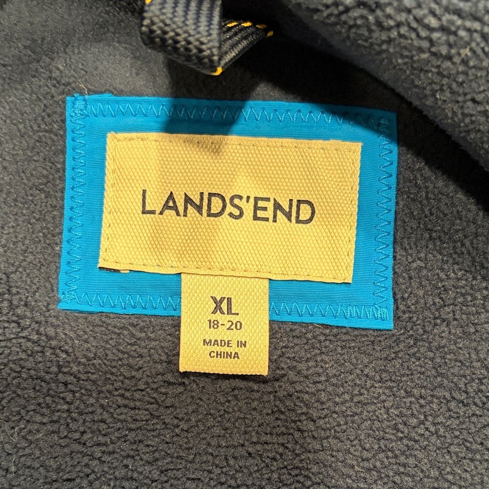 Lands' End Bright Blue and Gray Hooded Winter Jacket - Picture 4 of 5